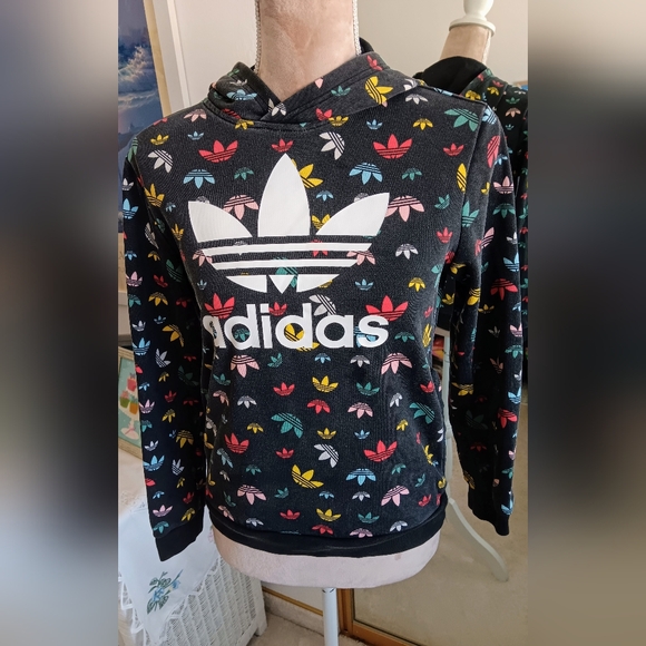 BOGO Sale 🌞 Adidas~Black Colorful Monogram Hooded Sweatshirt Unisex - Picture 12 of 16
